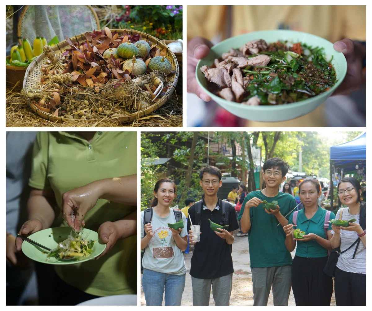 Ảnh này không có gì ngoài đồ ăn được cho và nông sản tại lễ hội. Ngoài ra anh chị em Việt Nam vẫn không quên mang "bánh tráng trộn" ra thế giới.